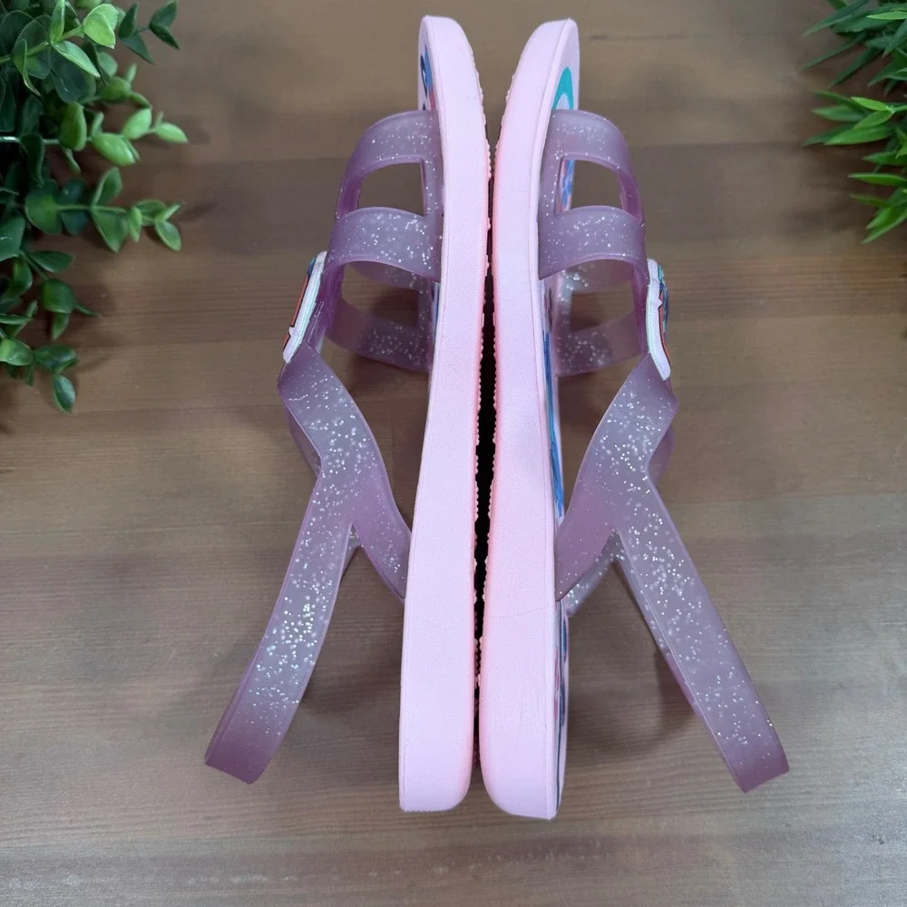 Ipanema Girls Disney Lilo & Stitch Pink Glitter Jelly Sandals Size 2